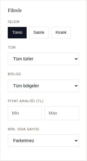 Property search and filter interface from the Livora Estates concept